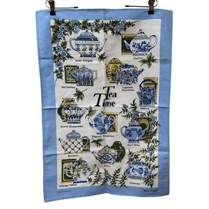 Irish Linen "Tea Time" Irish Cabin Tea Towel Wall Hanging Teapots McCaw Allen